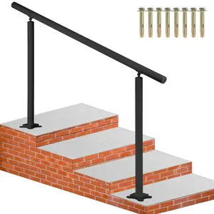 5 FT Outdoor Stair Railing Kit – Adjustable Angle Black Aluminum Handrail for 0-5 Steps | Handrails for Indoor & Outdoor Steps, Ideal for The Elderly