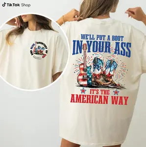 Toby Keiith We'll Put A Boot Shirt, Courtesy of the Red T-Shirt, Red White and Blue Shirt, 4th Of July Tee, Toby Keith TShirt