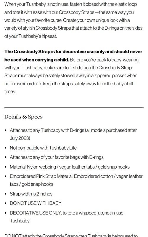 TushBaby Crossbody Strap – Stylish Decorative Strap Accessory for Hip Seat Carrier