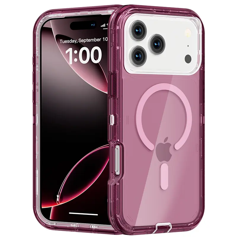 Magnetic MagSafe-Compatible Phone Case for iPhone 18 Pro Max/17/16/15/14/13 Pro/13, Heavy-Duty Dual-Layer Transparent Casing, Shockproof Anti-Drop Protective Accessory (Covers Your Device Securely), Cover