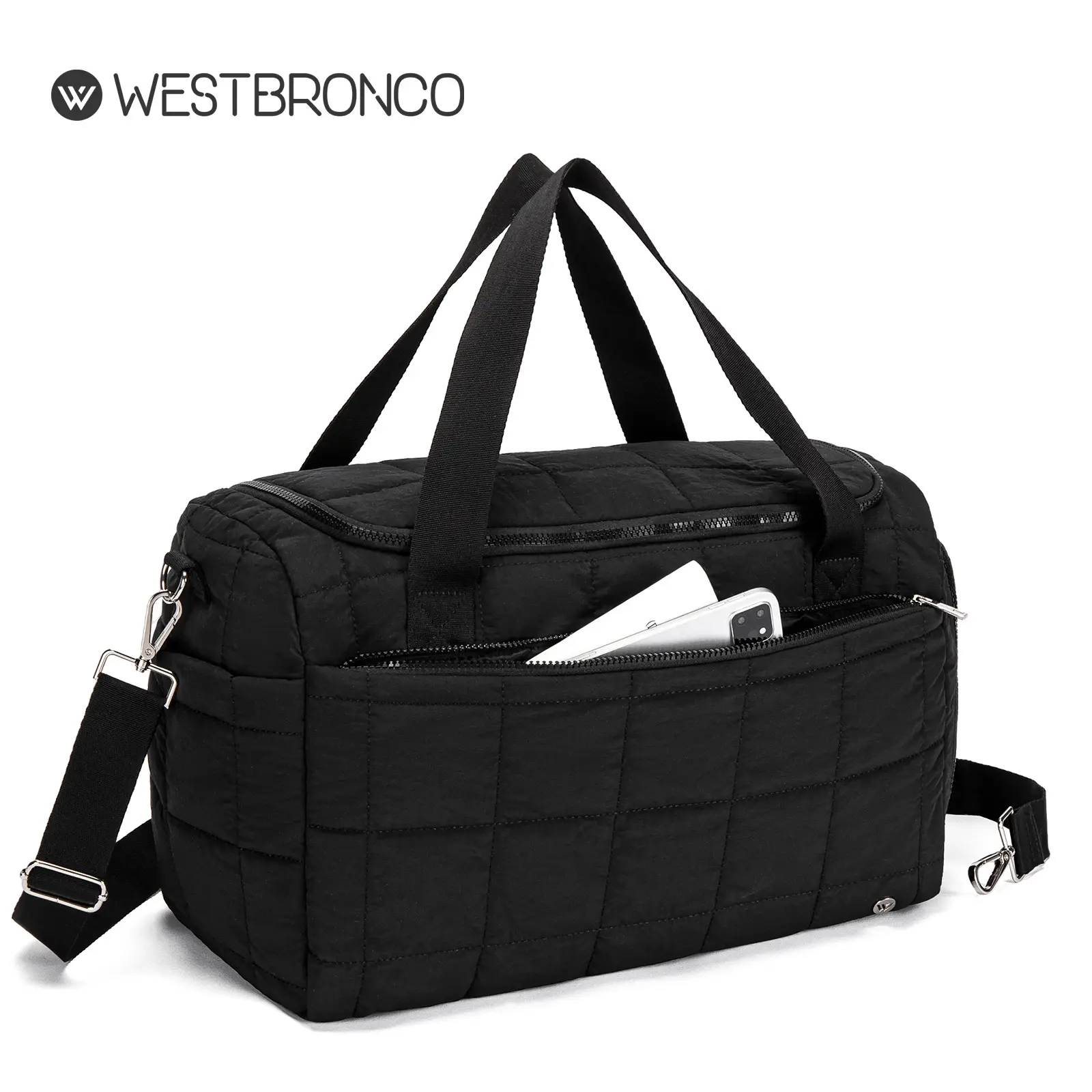 WESTBRONCO Chic Puffer 25L Travel Bag Duffle Bag with Wet Pocket Women Carry All Weekender Bag Waterproof Bag Gym Durable FASHION Bag for Winter Lightweight Traveling Garment Hospital Bag Mom Gift for her BackToSchool