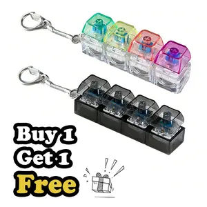 Buy 1 Get 1 Free -2 PCS Keyboard Fidget Toys for Adults Keyboard Clicker with LED Light Keychain Fidget Sensory Fun Toys for Anxiety Decompression