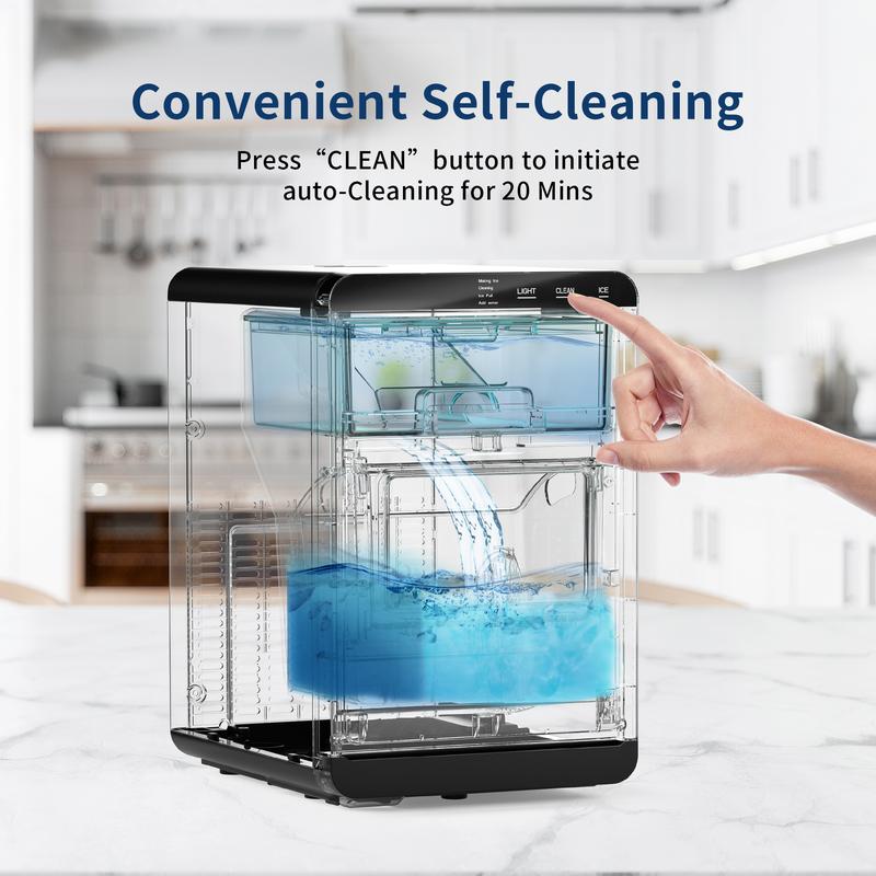 EUHOMY Nugget Ice Maker Countertop, 35Lbs/24H&44Lbs/24H Pebble Ice Maker Machine, Self-Cleaning Pellet Ice Machine with Ice Scoop&basket, Sonic Countertop Ice Machine for Home/Kitchen/Office(Black)