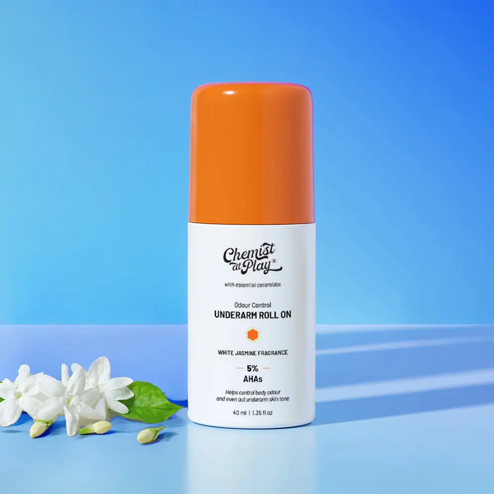 White Jasmine Underarm Roll On - 1.35fl oz | For Odour Control & Pigmentation | Brighter & Fresher Underarms | 5% AHAs for Gentle Exfoliation