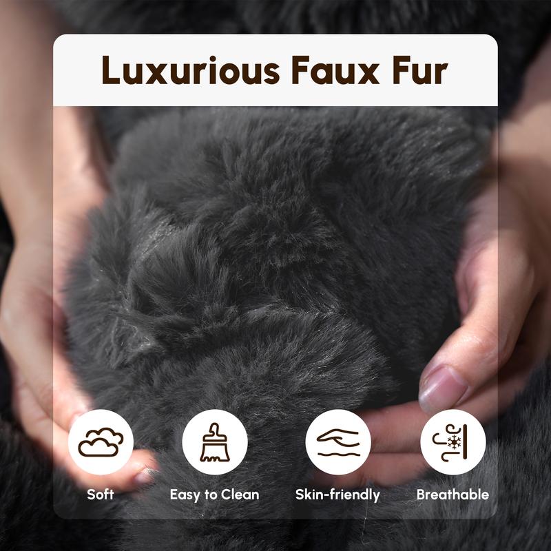 【Black Friday Sale】Ovios 59" W Oversized Round Sofa Bed - Fluffy Lazy Bean Bag, Modern Deep Seat Couch for Relaxation, Plush Corduroy Fabric, 3 Pillows Included, No Assembly Required