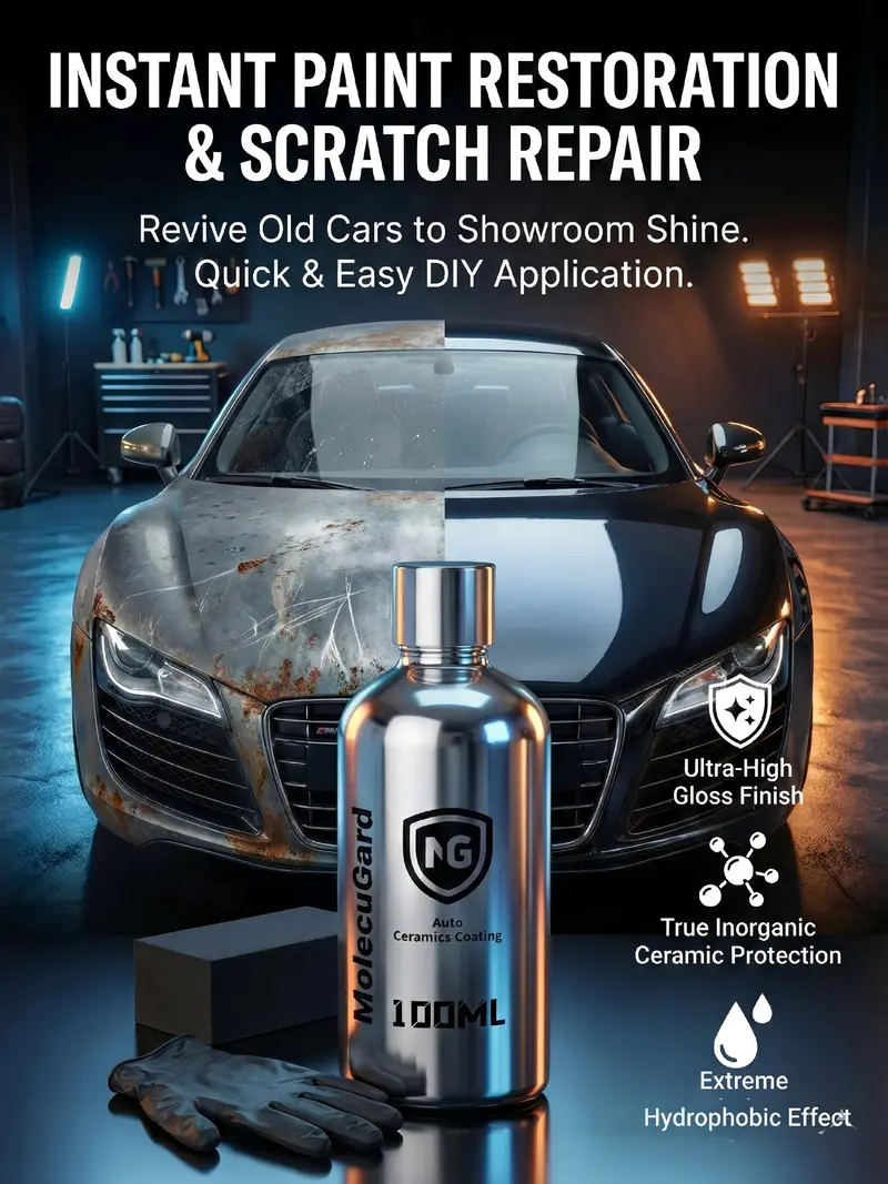 MolecuGard Instant Scratch Repair Ceramic Coating - Restores Cars, Furniture & Instruments. Removes Scratches, Swirls & Oxidation. High Gloss Shine Multi-Surface Protection.