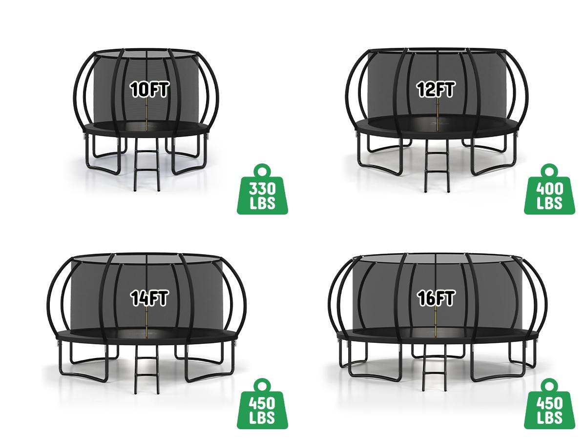 Outdoor Trampoline, 12FT Recreational Trampoline for Kids and Adults, ASTM Approved Trampoline with Safety Enclosure Net, Wide Ladder and Anti-Rust Coated Frame Outdoor Trampoline, 12FT Recreational Trampoline for Kids and Adults, ASTM Approved Trampoline with Safety Enclosure Net, Wide Ladder and Anti-Rust Coated Frame