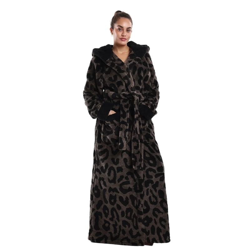 Msrlassn Valentine's Day Gift Cozy Soft Bathrobe Flannel Lined Hooded Robe for Women Men, Thickened Long Sleeve Pyjamas Cute Print Home Loungewear Sleepwear