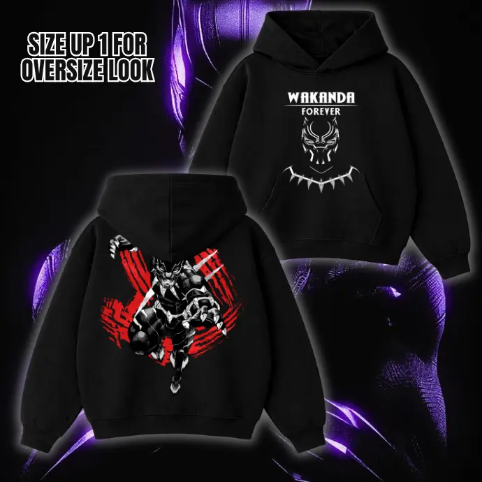Wakanda Forever Black TChalla Panther MCU Movie Hoodie Retro Movie TV shirt Comic Superheroes Hoodie Oversized Black Movie Sweater Streetwear Graphic Hoodie Movie Shirt S-5XL Y2K Bootleg Style Tee Pop Culture Tee
