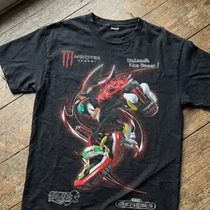 Retro Gaming Shadow Hedgehog Graphic T-Shirt, Dark Hedgehog Speed Action Holding Energy Drink Graphic, Unisex Streetwear Tee For Sonic Fans, Y2K Gaming Outfit