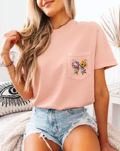 Wildflowers Bouquet Comfort Colors Pocket T-Shirt – Botanical Nature Camping Hiking Plant Graphic Tee