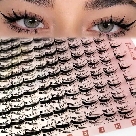 D Curl 160PCS Manga Lash Clusters DIY Eyelash Extensions Fairy Eyelash Clusters D Curl Spiky Anime Lashes Wispy Individual Lashes 9-16mm  Clusters for Manga Lash look,Cosmetic Makeup