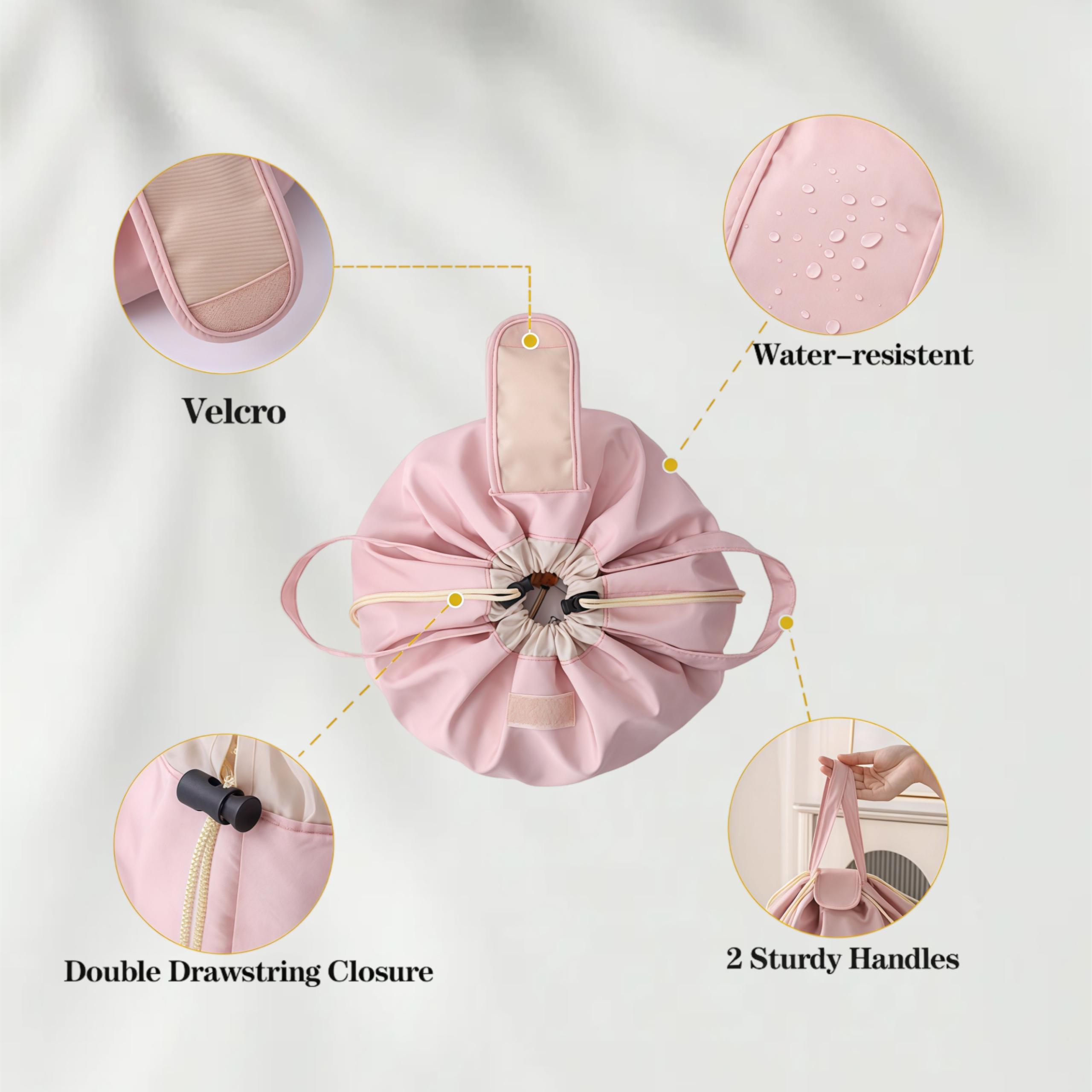 All in One Lazy Drawstring Waterproof Drawstring Makeup Bag with Large Capacity for Girls and Women Ideal for Home Business Trips Travel Organized Storage Hub Compact Design Stylish Durable drawstring purse.Christmas gift clear cosmetic everyday makeup