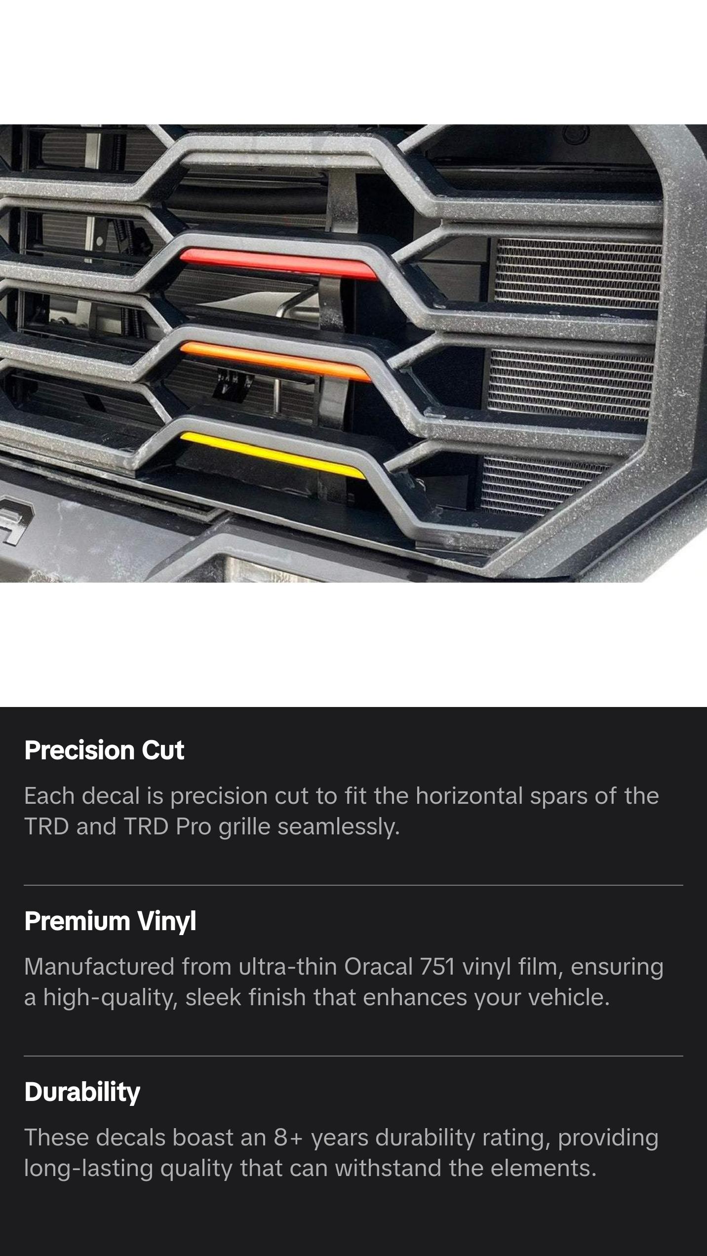 Premium Cast Vinyl Heritage Decals for 2022 Tundra TRD Grille