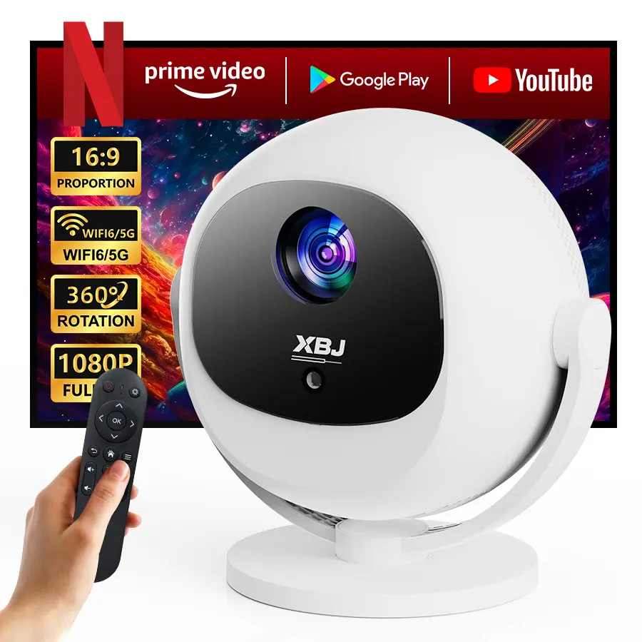 2026 all-new flagship upgraded 4K mini projector with auto keystone correction & electric focus projector support. Features Bluetooth 5.0 and Android 12.0 smart OS, making it a great outdoor movie projector. this video projector phone casting.