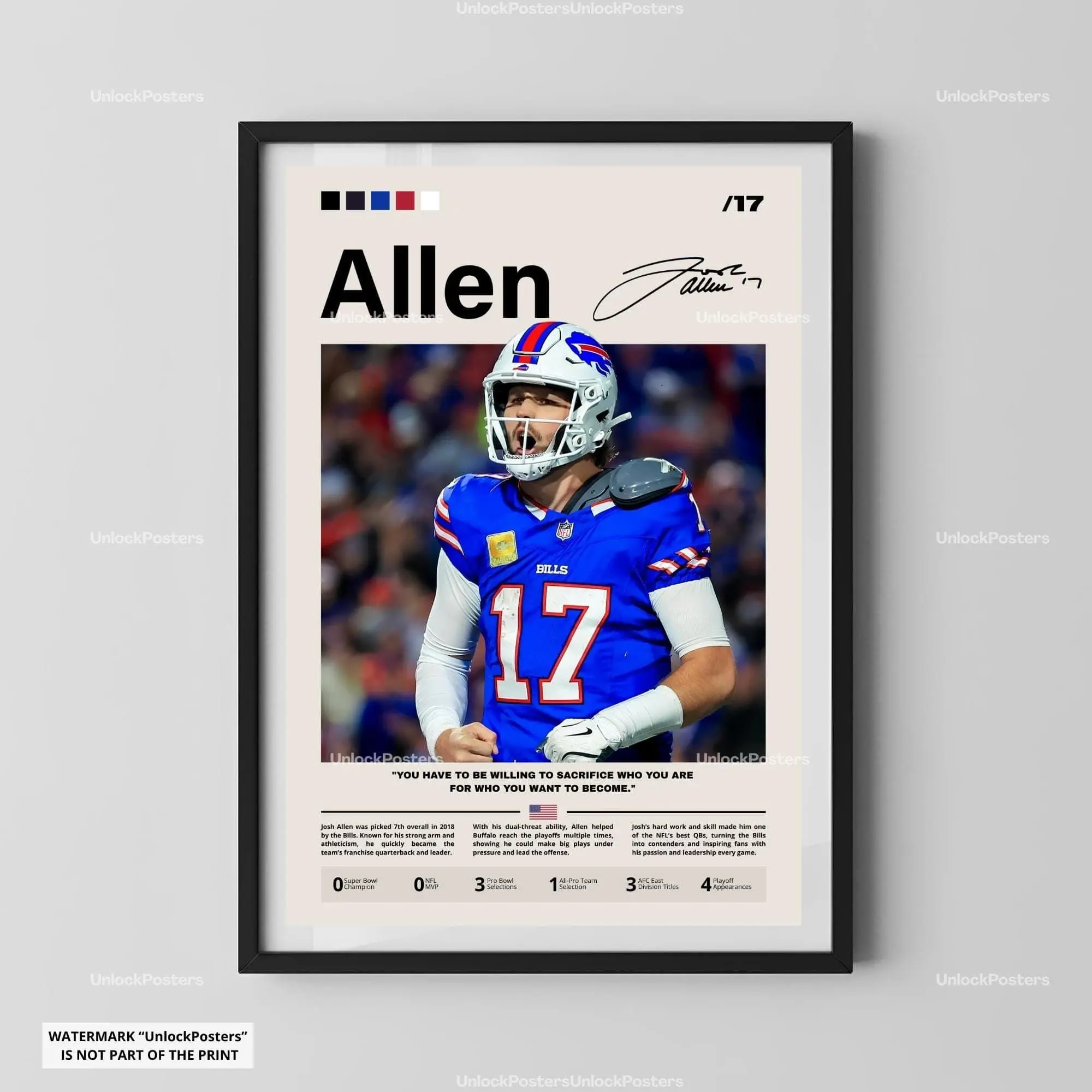 [Sale Up To 40%] [Unframe] Josh Allen Buffalo Football Poster, Buffalo Football Wall Art, Professional Athlete Illustration, Buffalo Football Decor, Modern Sports Fan Artwork Print