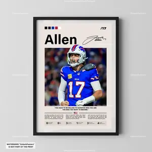 [Sale Up To 40%] [Unframe] Josh Allen Buffalo Football Poster, Buffalo Football Wall Art, Professional Athlete Illustration, Buffalo Football Decor, Modern Sports Fan Artwork Print