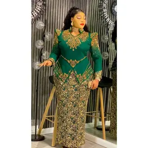Green Sequin Embellished Peplum Maxi Dress for Mother of The Bride Outfit Wedding Guest Attire Party Cocktail Gala