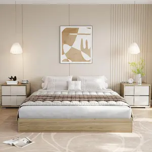 Queen Size Solid Wood Platform Bed,Modern Minimalist Floor-Standing Design with Robust Wooden Slats,Floor Bed Frame, Easy Assembly for Luxurious Mast