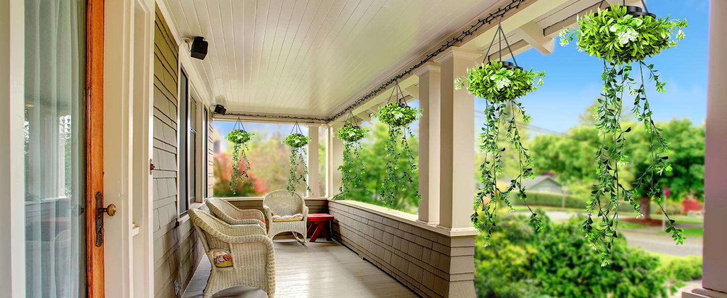 Solar Lights Outdoor 2025 NEW Release 66 LED  2 Pack Hanging Artificial Plants Fairy Lights, Garden Pathway Lights Ornaments Outdoor Lantern Mock Lime Twinkly String Lights, Pathway Lights, Perfect Gifts Presents for Mum Grandma