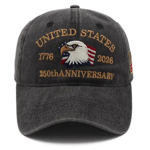 US 250th Anniversary Embroidered Snapback Adjustable Hat - 1776-2026 Eagle Flag Quality Cap, Bold Text/Number Graphics, Trucker Style Casual Patriotic Vintage Cap for Men with Adjustable Strap (4th of July Ready)