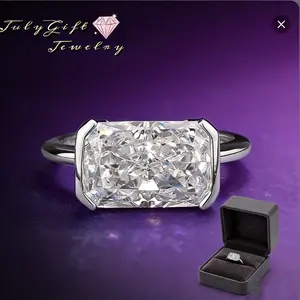 4CT Engagement Ring for Women Radiant Cut Cubic Zirconia Wedding Band CZ Promise Anniversary Ring Size 5-10,Perfect for Women's Daily Wear and Gifts