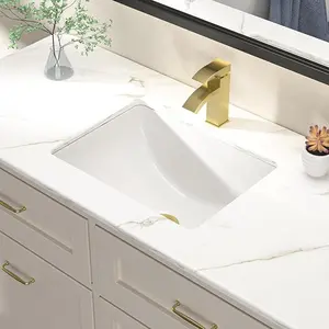 Dcolora 18" Bathroom Basin Undermounted Sink – Pure White, Rectangular with Overflow Modern