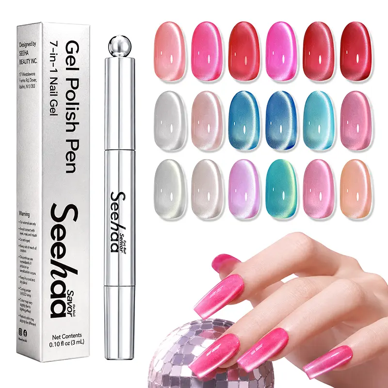 One-Step Cat Eye Gel Nail Pen, 7-in-1 Magnetic Polish with Detachable Magnet (Snaps onto Tip), No Base/Top Needed, Twist Precision & Vitamin E Formula, Salon Cat Eye at Home (Nude Blush) Nail Art Nail Care Nail Polish, Manicure, Gel Nails At Home