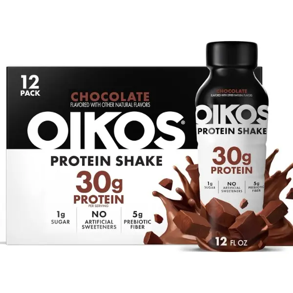 Protein Shake, Chocolate, 30g High Protein Drinks, Shelf Stable, Ready to Drink, 5g Prebiotic Fiber, 12 fl oz Bottle, 12 Count​