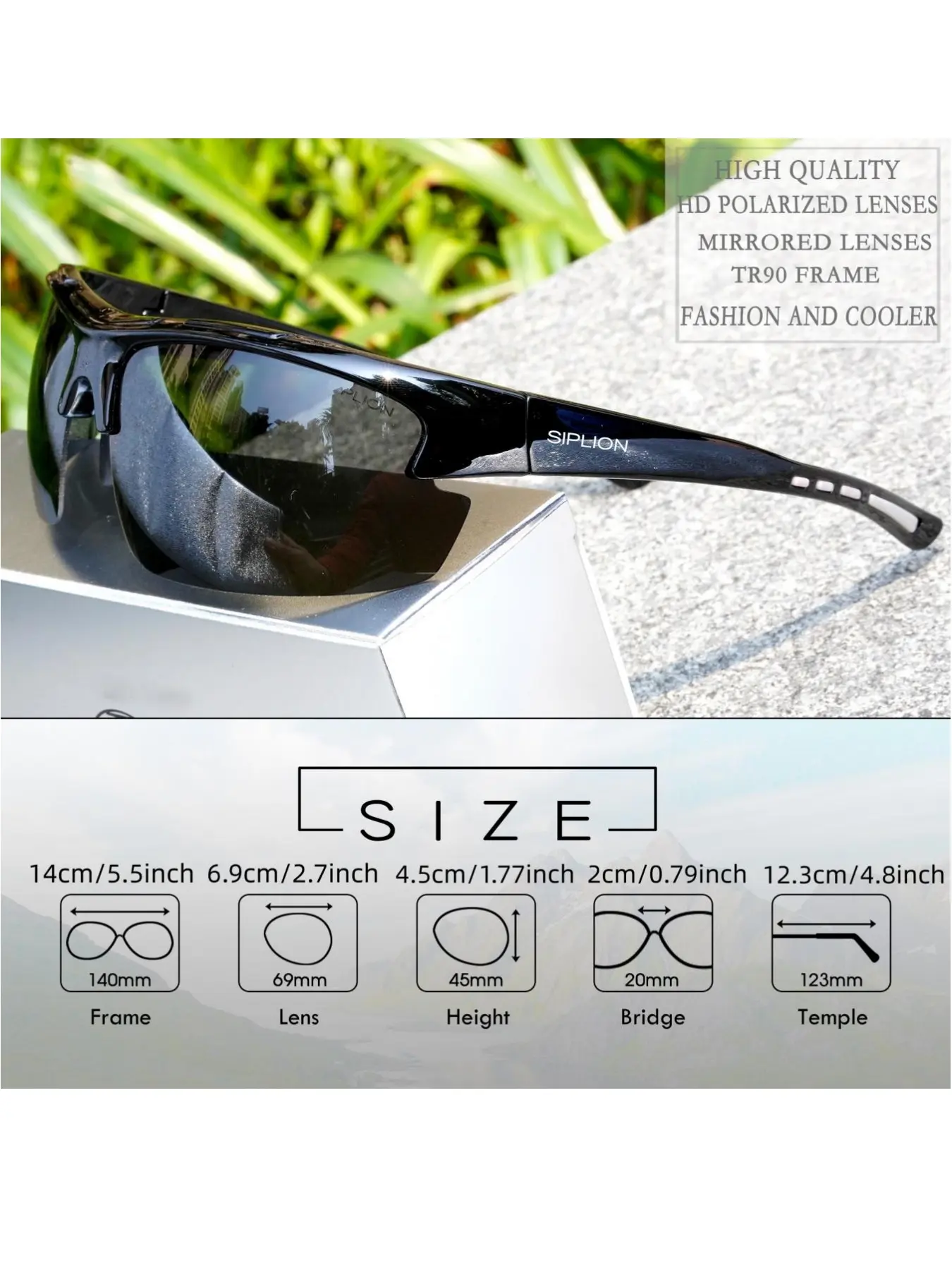 TR90 Frame Polarized Polycarbonate Wrap Around Sunglasses Premium Half Frame Polarized TR-90 Sports Wrap Sunglasses  main image 3
