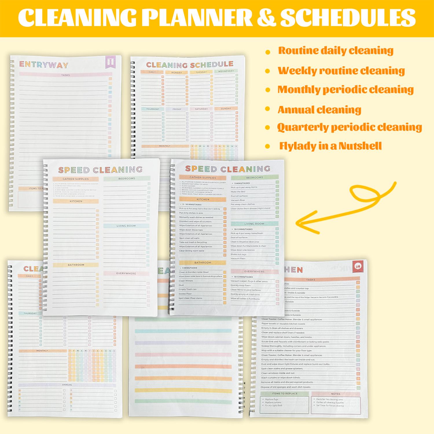 【ADHD Cleaning Planner】 A4 Size Daily Schedule & focus Checklist Notebook for Home Office & Dorm Use Durable Cover Smooth Pages Office Stationery Essential - Plannerbook
