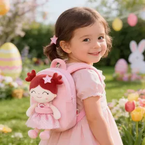 Gloveleya 2-in-1 Princess Doll Backpack — My First Easter Basket Alternative & Spring Adventure Gift for Toddlers 2-4, Soft Plush Preschool Bag with Removable Cuddly Princess Toy