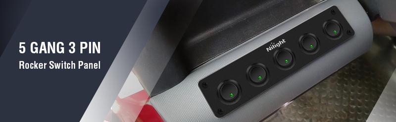 Nilight 5 Gang 3 Pin Rocker Switch Panel 20A Waterproof On Off 12V Green Toggle for Cars Trucks Boats Nilight 5 Gang 3 Pin Rocker Switch Panel 20A Waterproof On Off 12V Green Toggle for Cars Trucks Boats