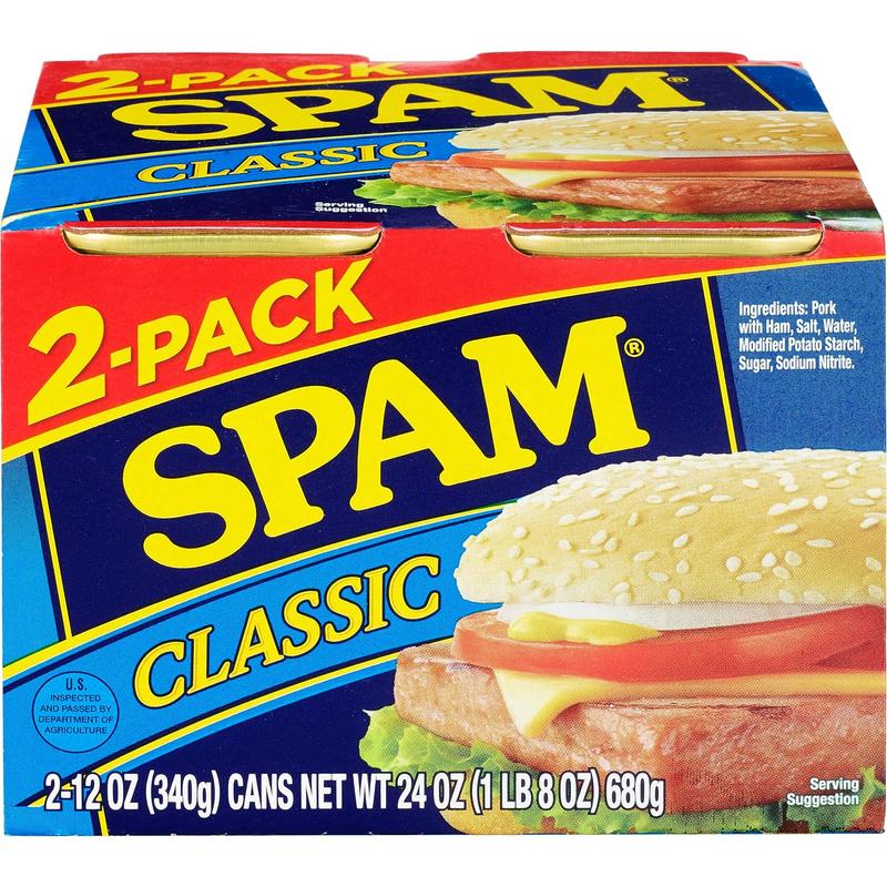 SPAM Classic Canned Meat, 12 Ounce (2 Pack), Fully Cooked Pork & Ham, 7g Protein Per Serving, 0g Trans Fat, Low Carb, Keto-Friendly, Gluten Free, Easy Open Can, Perfect for Sandwiches & Breakfast SPAM Classic Canned Meat, 12 Ounce (2 Pack), Fully Cooked Pork & Ham, 7g Protein Per Serving, 0g Trans Fat, Low Carb, Keto-Friendly, Gluten Free, Easy Open Can, Perfect for Sandwiches & Breakfast