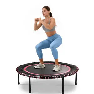 48 Inch No Spring Mini Fitness Trampoline Indoor Outdoor Jumping Trainer Quiet Safe Workout Experience 450 Pound Weight Capacity Family Friendly for Kids and Adults Aerobic Exercise Equipment