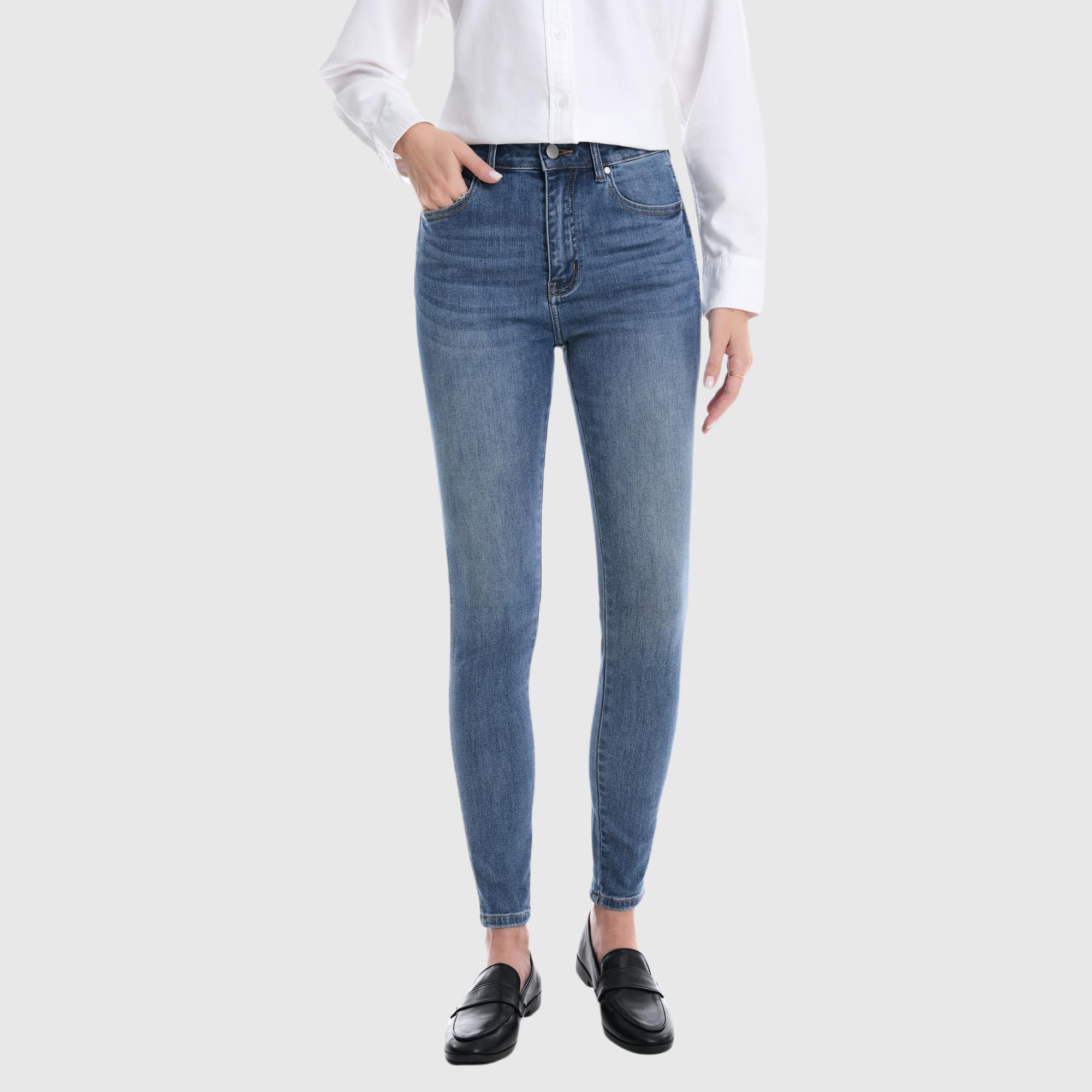 GENUWII Blue High Waisted Jeans - No-Gap Tummy & Booty Lift - Stretchy Figure-Flattering Jeggings - Comfy Street Style