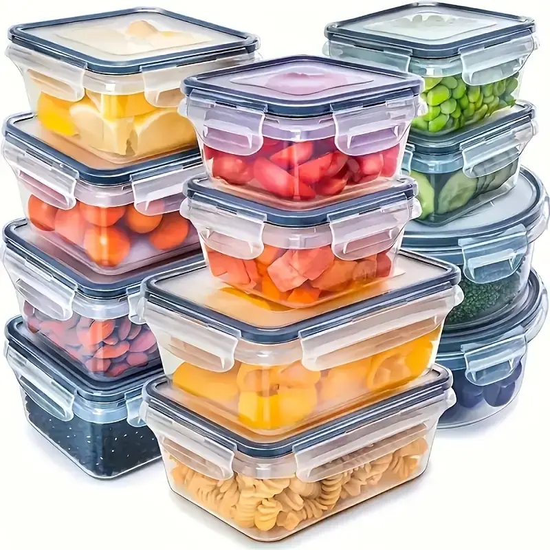 12/24pcs Reusable Leak-Proof Food Storage Containers, Microwave & Dishwasher Safe, Ideal for Storing Fruits, Vegetables, Dry Goods & Food Transport in Kitchens meal prep containers