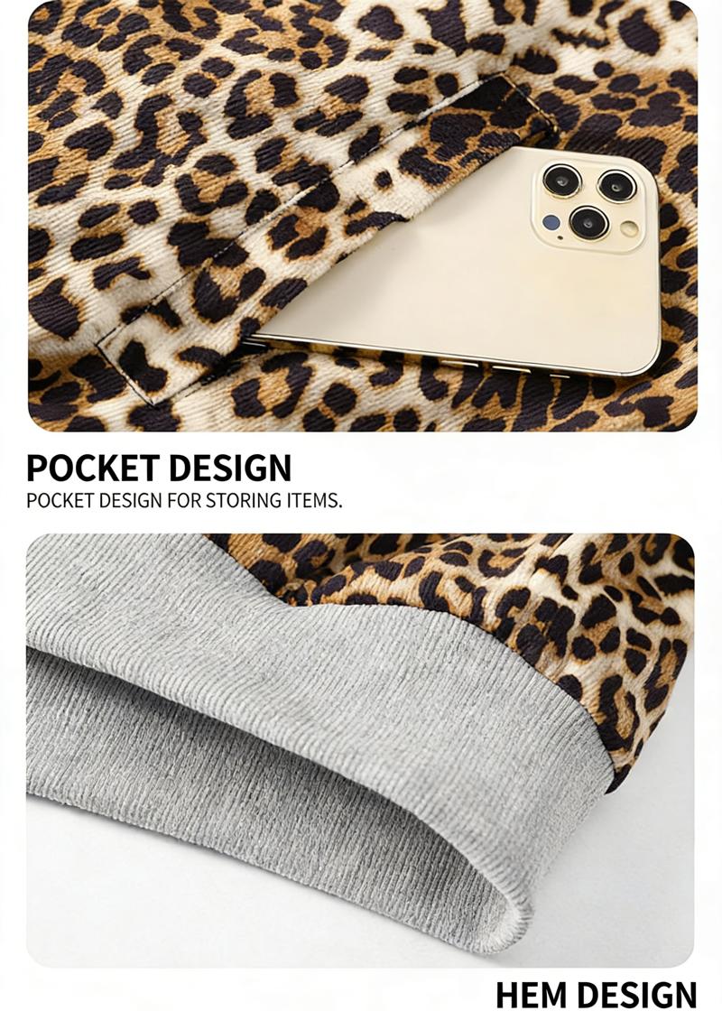 Men's loose casual trendy leopard print hoodie - comfortable breathable street style jacket; features ribbed cuffs and a zippered front closure, making it perfect for everyday commutes, weekend outings, and various other occasions. One of the essential ve