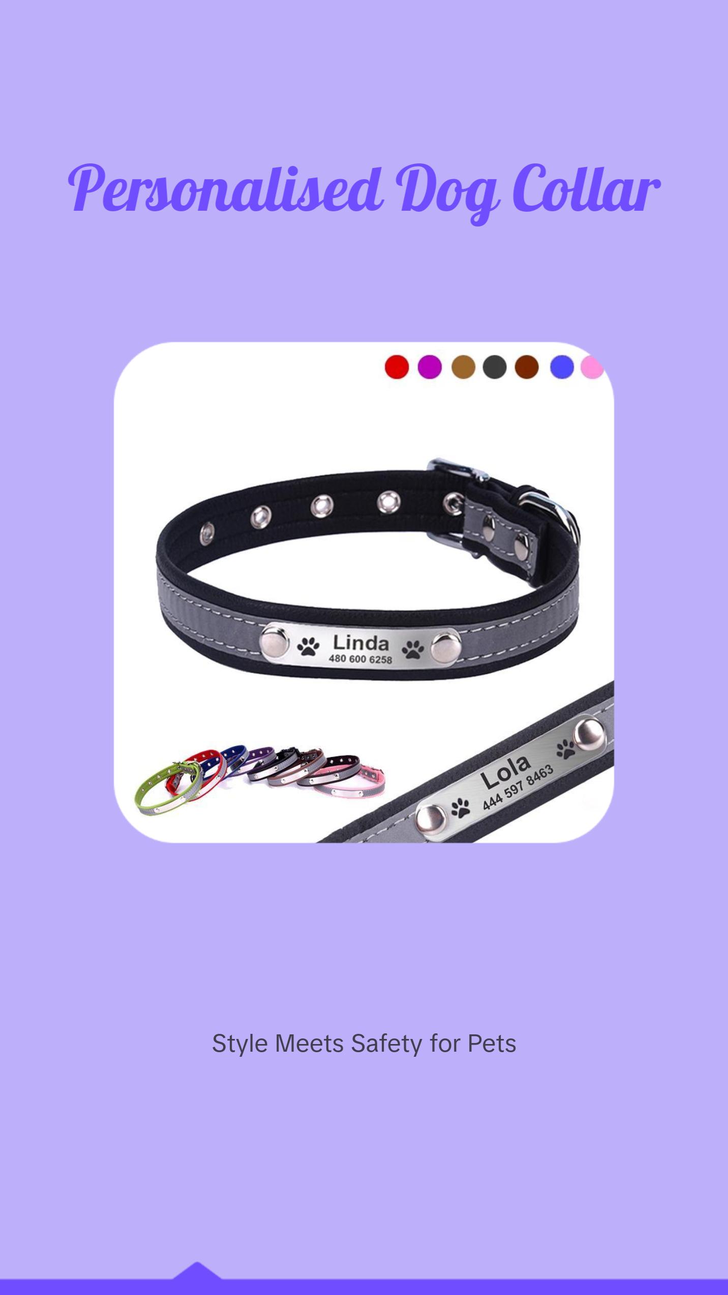 Personalized Dog Collar Leather Reflective Cat Collar Custom Engraved ID Tag Engraved For Puppy Large Dogs  Pet accessories