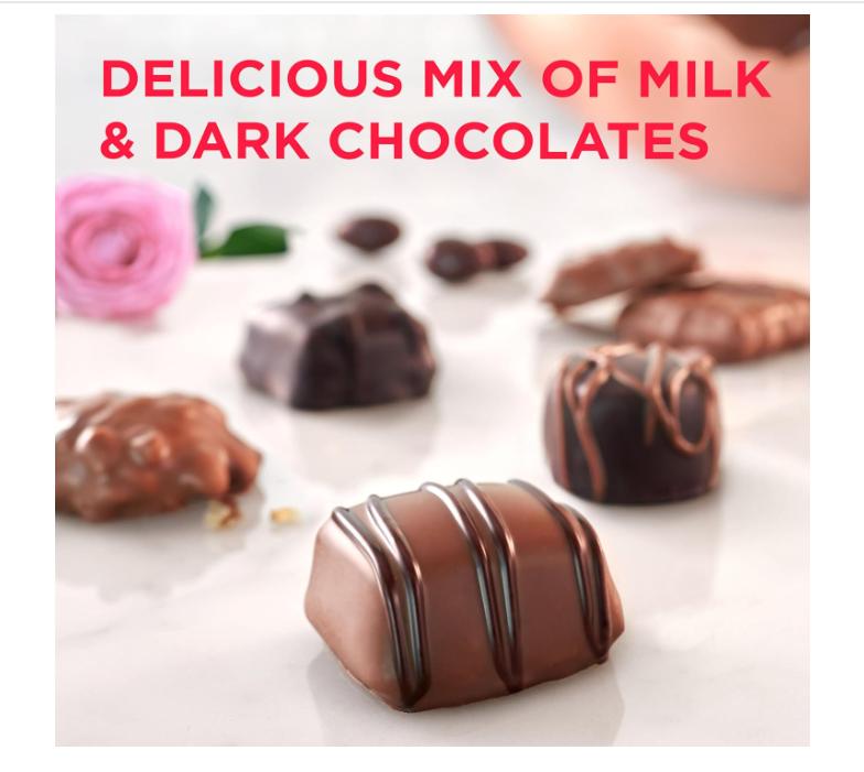 Russell Stover, Red Foil Heart, 10 Ounce - Chocolate Gift Box for Valentine's Day, Mother's Day, Anniversary and Birthdays