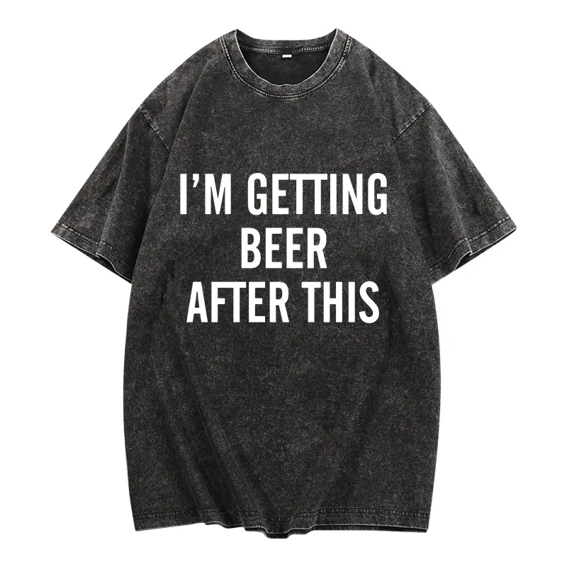 Beer Shirt, Beer Vintage washed cotton T-shirt, I'm Getting Beer After This T-shirt, Funny Humor T-shirt Running Workout Fitness Gym Run Runner Tee Shirt