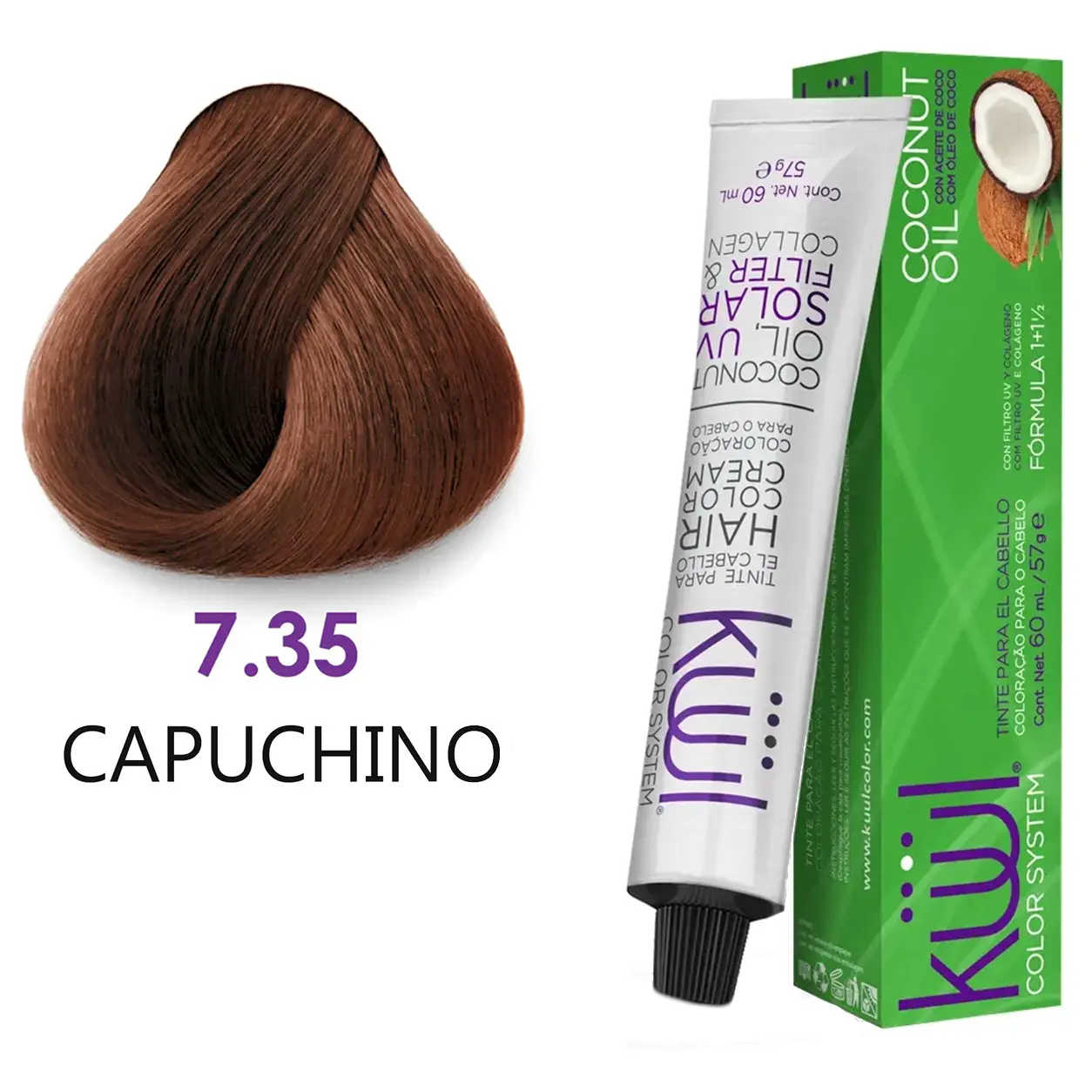 Kuul Color System [ 7.35 ] Capuchino | Capuccino | Tinte Para El Cabello | Permanent Hair Dye | 3.04 fl oz / 90 ml