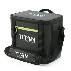 Titan by Arctic Zone 12 Can Waterproof Welded Soft Cooler, 8 Quart, Black/Green