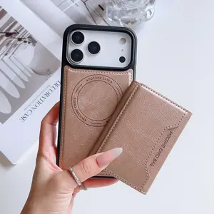 New MagSafe Magnetic Wallet Card Holder for iPhone17ProMax/17Air/16ProMax/16Pro/16/15Plus/14/14ProMax/13Pro/13/12Pro/12/11 Vintage Leather Stand Large Capacity Full Protective Case