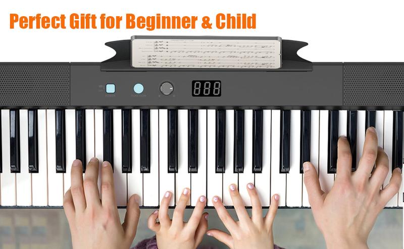 【GARVEE】61 Key Portable Keyboard Piano with Electric Semi-Weighted Keys, Built-In Speakers, Pedal, Power Supply, Digital Display, 128 Tones, Ideal for Beginners and Professionals, Perfect Gift for Birthdays or Holidays