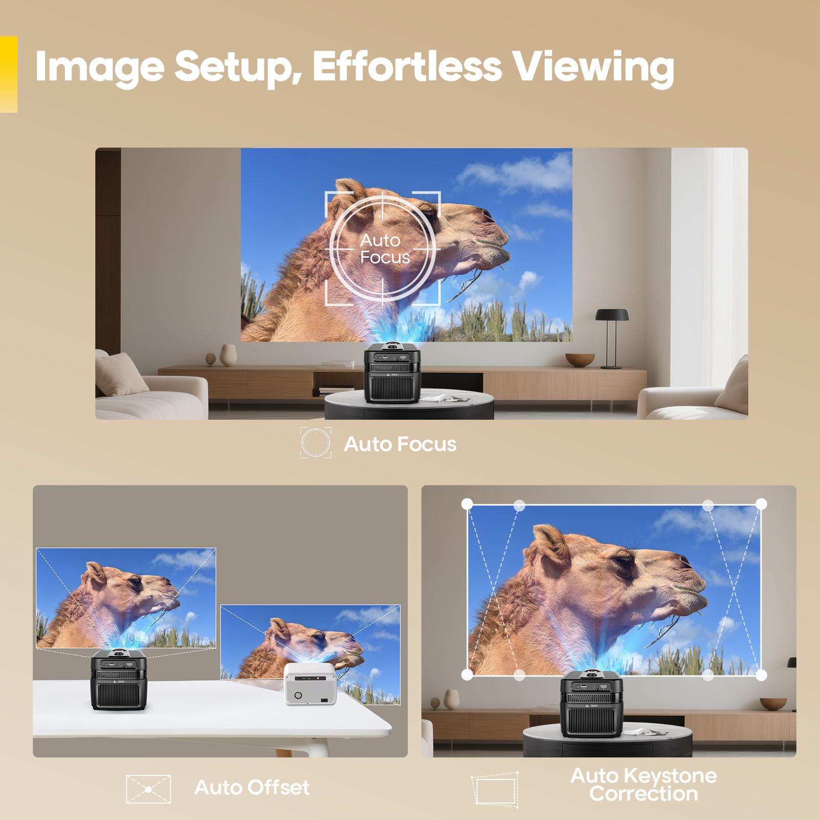 Magcubic HY450C 900ANSI Projector Auto Focus 8K Decode 0.6:1 Ultra Short Throw Full HD Native 1080P Auto Offset WiFi6 BT5.4 Built-in Daul 5W HiFi Speaker Auto Keystone Correction Home Theater