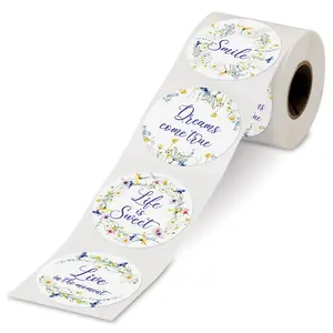 Lillian Vernon Water Color Flowers Motivational Rolled Stickers-  252 Included, 1-3/4" Diameter, Printed in The USA, Great for Cards, Gifts, Party Favors and More
