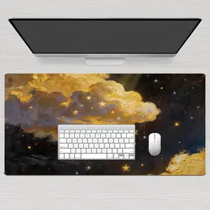 LIVEKEY Cloud Dream Mouse Pad - Giant 31.5x15.75in Gaming Mousepad with Non-Slip Base  Stitched Edge  Smooth Water-Resistant Surface for Precise Control  Artistic Galaxy & Stars Design for Gamers​