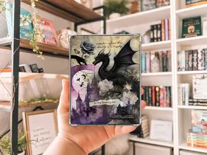 Fantasy Dragon Kindle Insert with Sparkly Overlay, Romantasy Reader Clear Case Kindle Insert, In My Fantasy Era Design