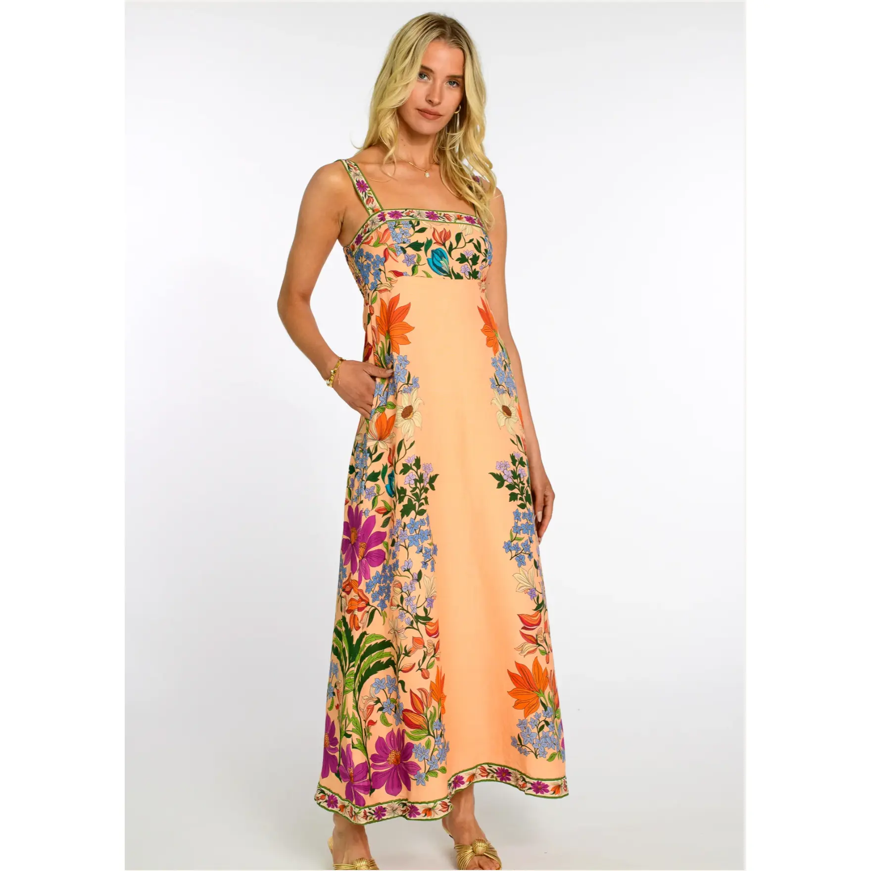 Annalisa Dress in Tapestry Peach